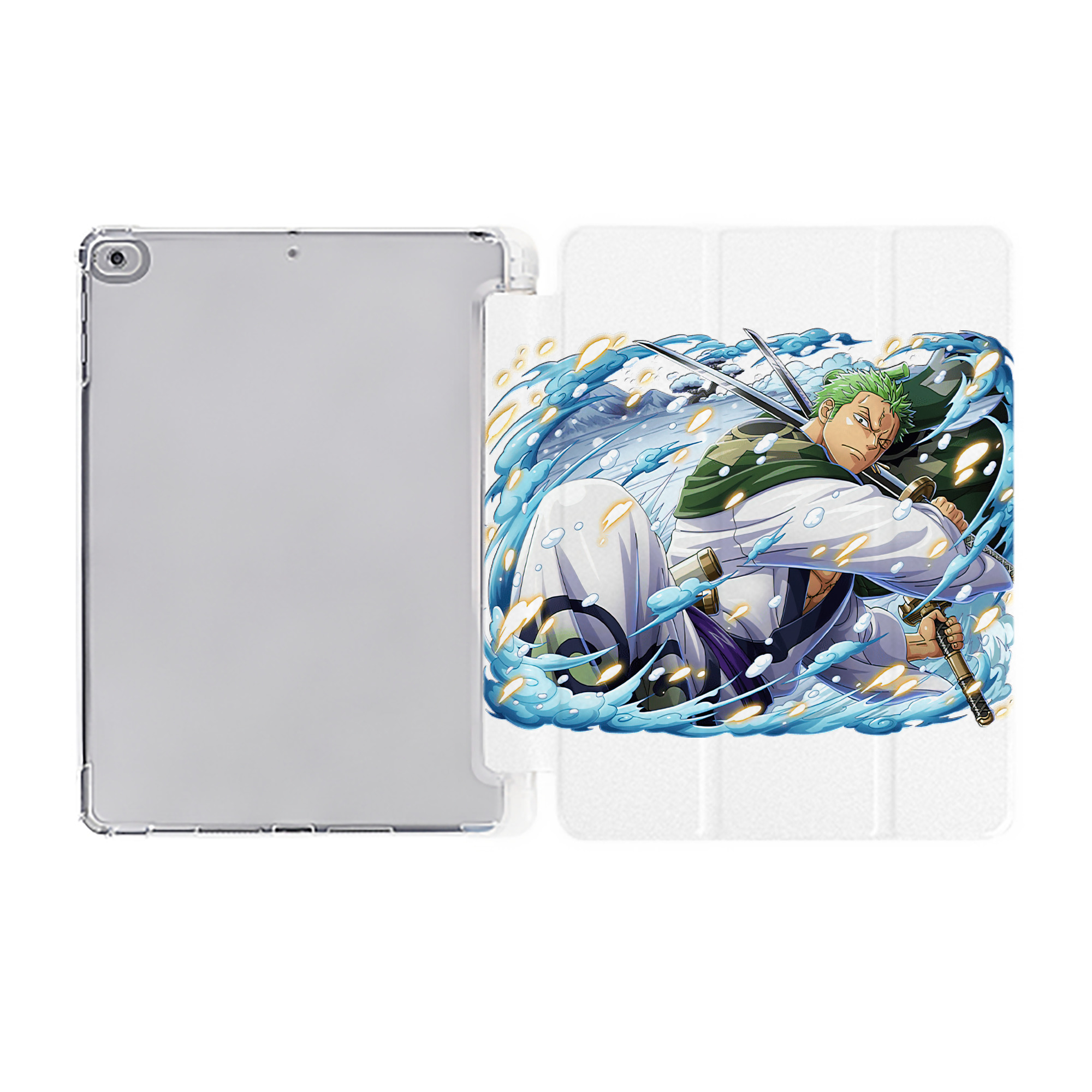 （画像用） ワンピース ロロノア・ゾロ ONE PIECE Roronoa Zoro IPad ケース ペン収納付き 三つ折りスタンド PUレザー×シリコン 対応機種9.5/10.5/10.9インチ